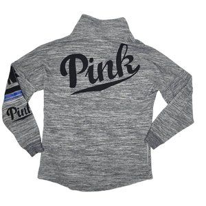 victoria's secret PINK mock neck half zip hoodie heather grey size xs